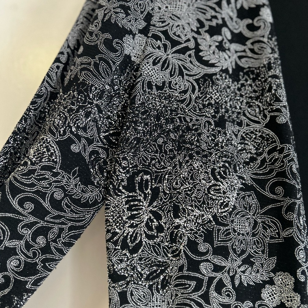 Vintage Alex Evenings Metallic Floral Glitter Jacket Size XL - Picture 6 of 8